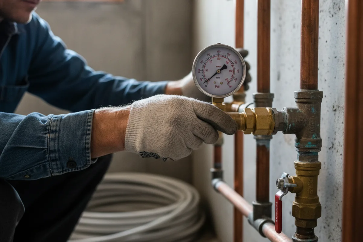 Pressure testing a repaired line during Water Line Repair in Mcmechen